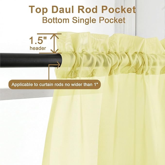 Chyhomenyc Sheer Curtains 96 inches Long 2 Panels - Image 5