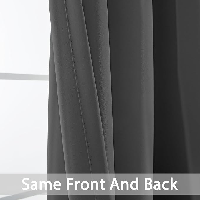 Yakamok Room Darkening Curtains 52x96 inch Length Charcoal Grey-Living Room | 2 - Image 3