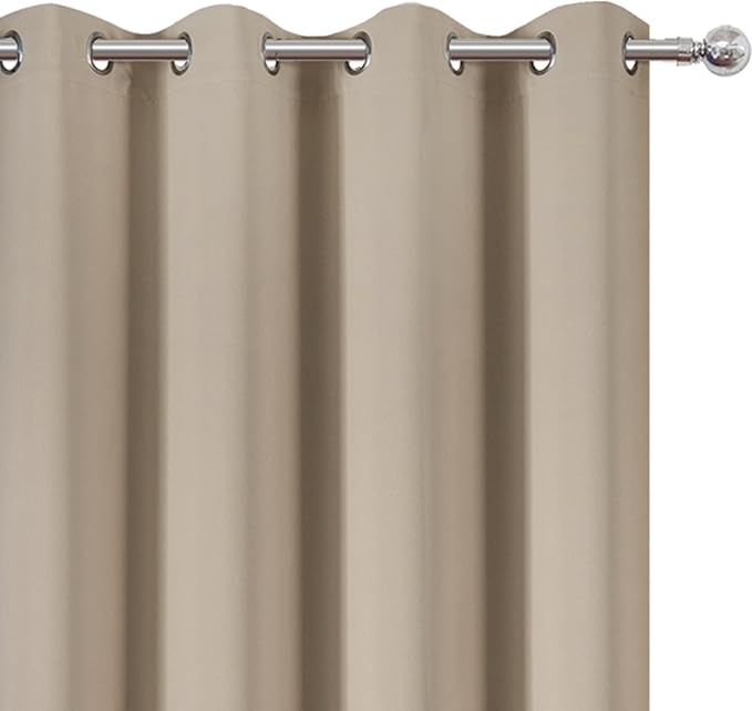 Blackout Curtains 66 x 54 Inch Long Khaki Curtains Set of 2 Panels Room - Image 6