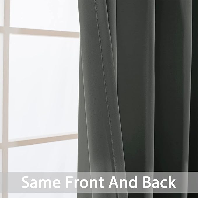Yakamok Room Darkening Curtains 70x84 inch Length Dark Grey-Living Room | 2 - Image 6