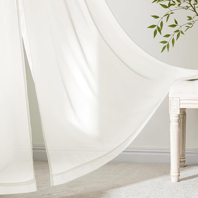 MIULEE Ivory Sheer Curtains 108 Inches Long 4 Panels 54 x 108 Inches | Light - Image 6