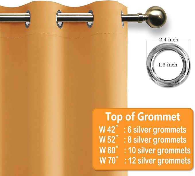 Blackout Curtains for Bedroom, Pumpkin Orange, 52 x 45 Inch | Thermal Insulated - Image 6