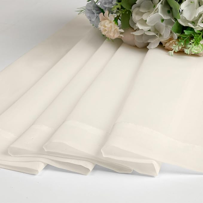 2 Panels Cream Sheer Curtains 54 Inches Length Window Treatment - Image 7