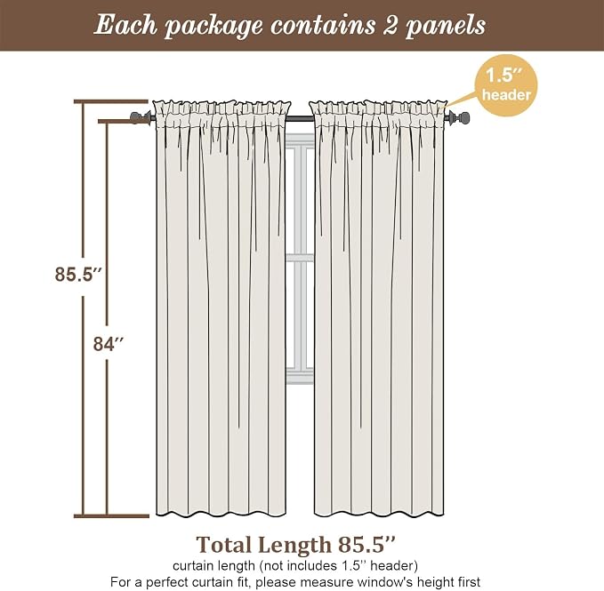 Chyhomenyc Charcoal Grey Sheer Curtains 84 Inches Long 2 Panels, Light - Image 3