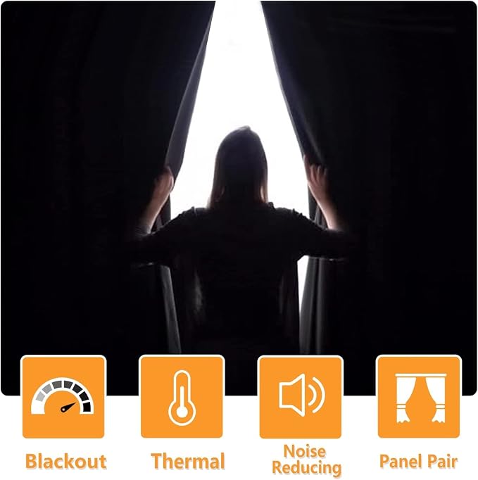 Fall Blackout Curtains for Bedroom, 52 x 84 Inches Long Burnt Ochre | Thermal - Image 2