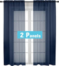 Navy Blue Sheer Curtains 2 Panel Sets 84" Inch Length by OVZME