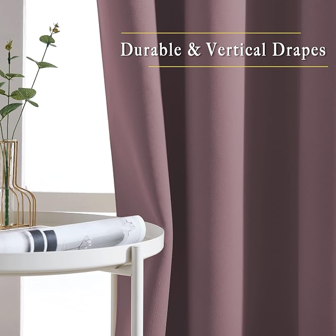 NICETOWN Dry Rose Blackout Short Curtains - Image 5