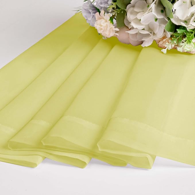 Short Lemon Sheer Curtains 36 Inch Length 2 Panels Set, Kitchen Tiers Curtains - Image 7