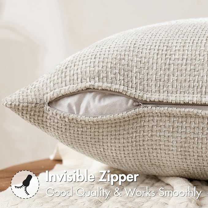 MIULEE Decorative Couch Throw Pillow Covers 18x18 Inch Neutral Beige 2 Pack | - Image 5