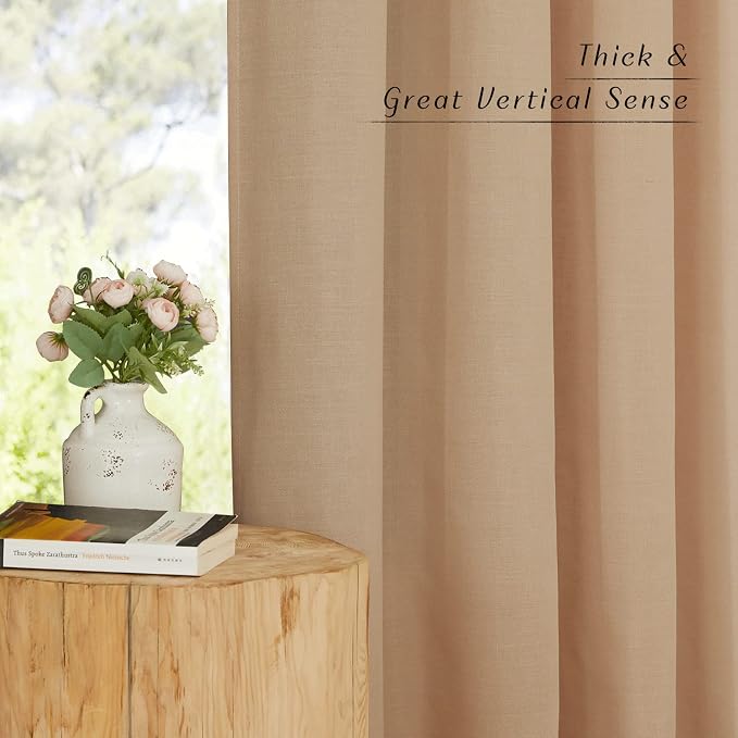 NICETOWN Camel Short Linen Curtains - Image 5