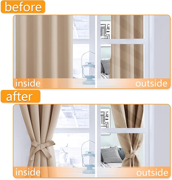 Blackout Curtains for Bedroom, 2 Drape Panels, 52 x 45 Inch | Thermal Insulated - Image 4