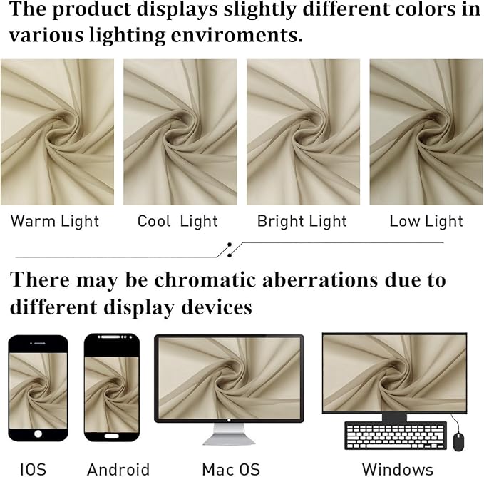 Taupe Sheer Curtains 96 Inches Long 2 Panels Set, Home Decor Light Filtering - Image 5