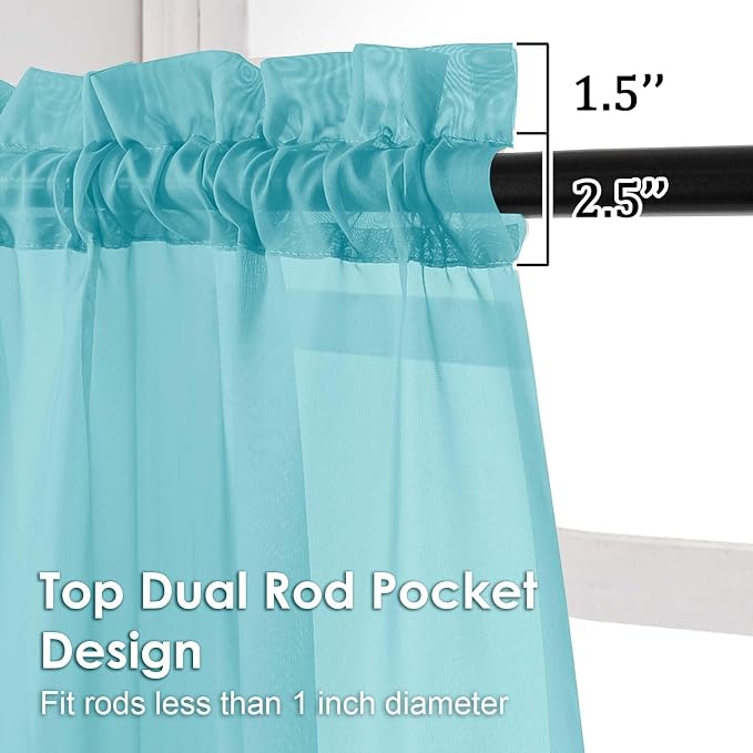 Sheer Curtains 63 inch Length 2 Panels Set - Image 2