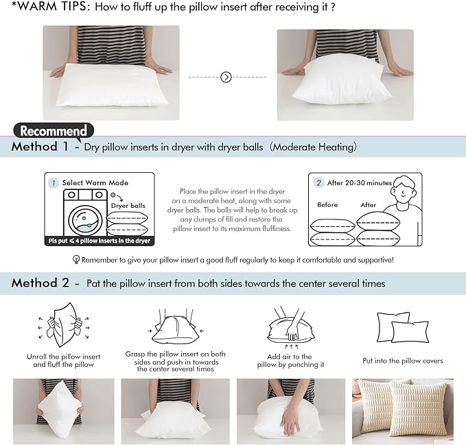 MIULEE Pillow Insert 12x18 Inch Decorative Rectangle Throw Pillow Inserts | - Image 7