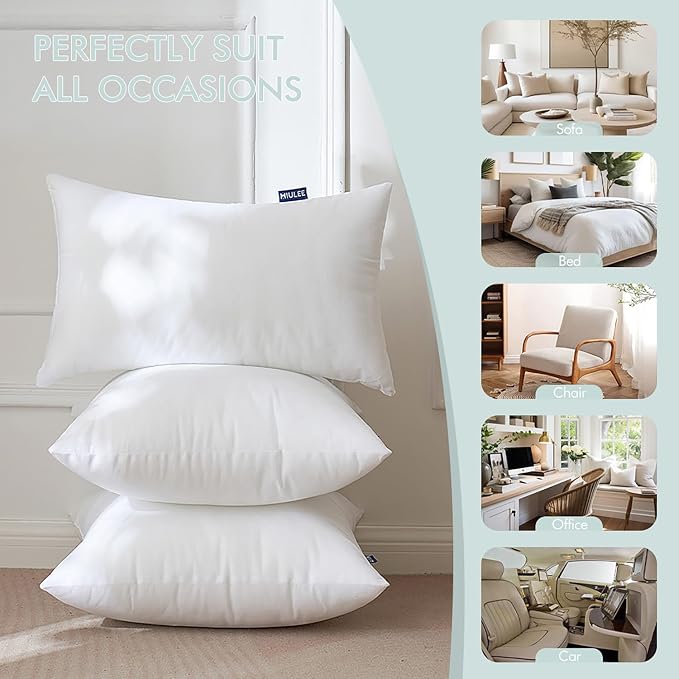 MIULEE Pillow Insert 12x20 Inch Set of 4, Decorative Throw Pillow Inserts | - Image 4
