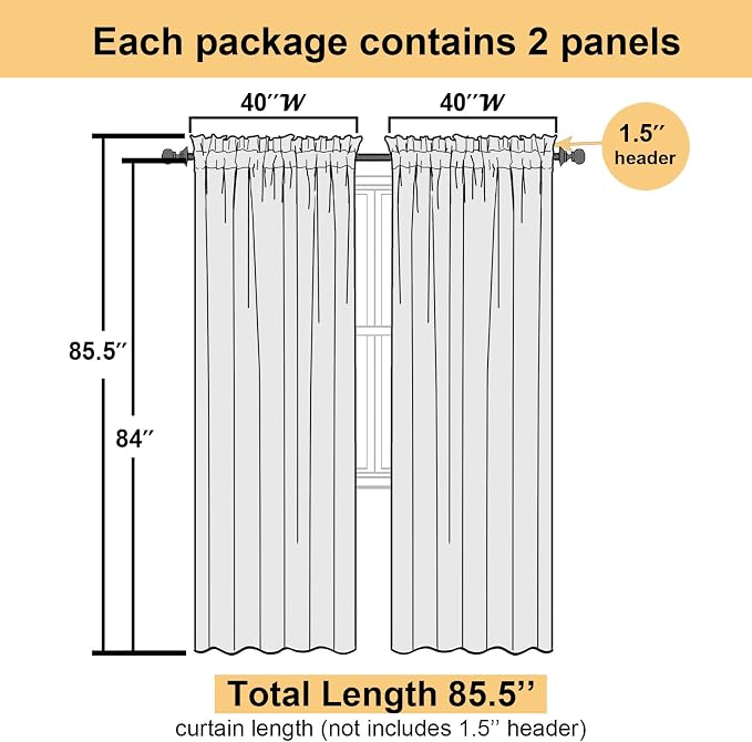 Light Blue Sheer Curtains 84 Inches Long 2 Panels, Light Filtering Solid Voile - Image 5