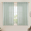 Semi Sheer Linen Curtains 54 Inch Length 2 Panels, 52 x 54 Inch | Light Sage by LAMIT