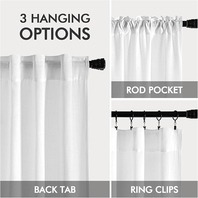 MIULEE White Linen Curtains 92 Inch Long 2 Panels - Image 3