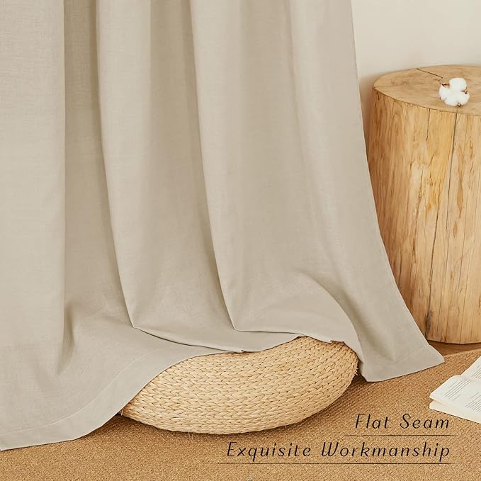 NICETOWN Linen with Polyester Curtains 72 inch Length 2 Panels, Grommet Privacy - Image 7