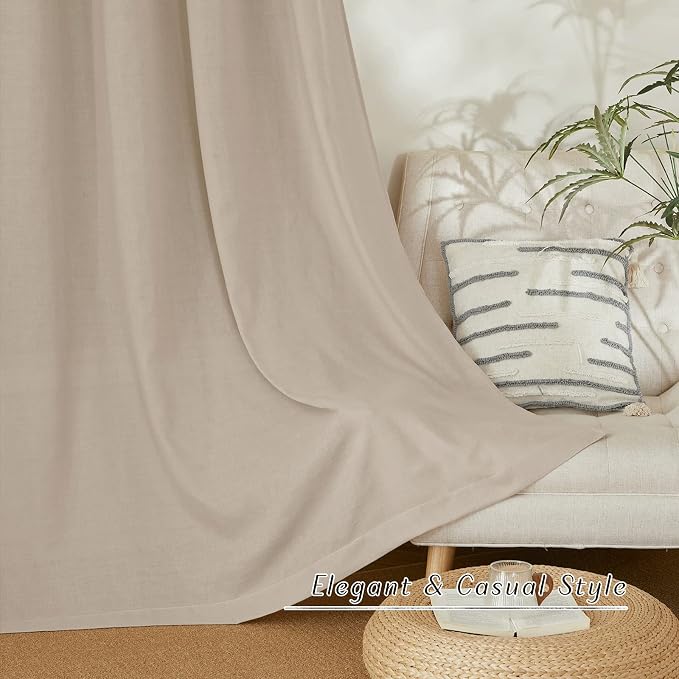 NICETOWN Flax Linen Taupe Window Curtains 63 inches Long, Grommet Linen Blend - Image 6