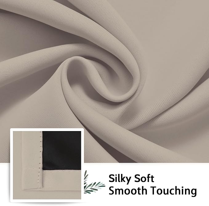 SimpleHome Natural 100% Blackout Curtains Room Darkening Living Room 54L | - Image 7