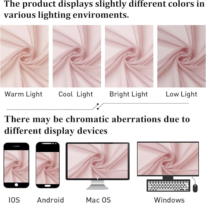 Blush Pink Sheer Curtains 108 Inches Long 2 Pcs, Dual Rod Pocket Home Decor - Image 5