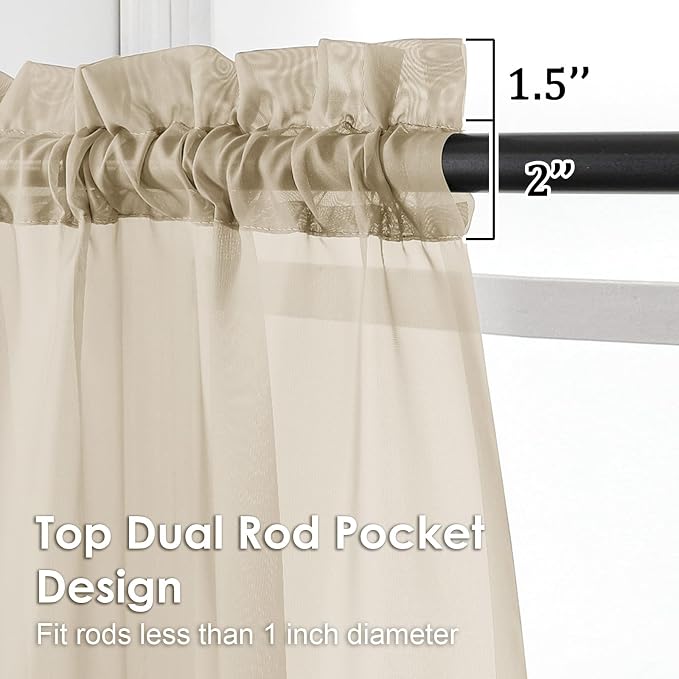 Tapue Sheer Curtains 78 Inches Long 2 Panels - Image 3