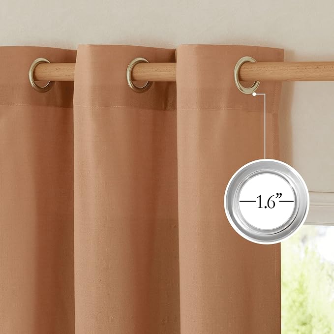 NICETOWN Burnt Orange Linen Kitchen Curtains 36 inch Length, Decorative Thick - Image 6