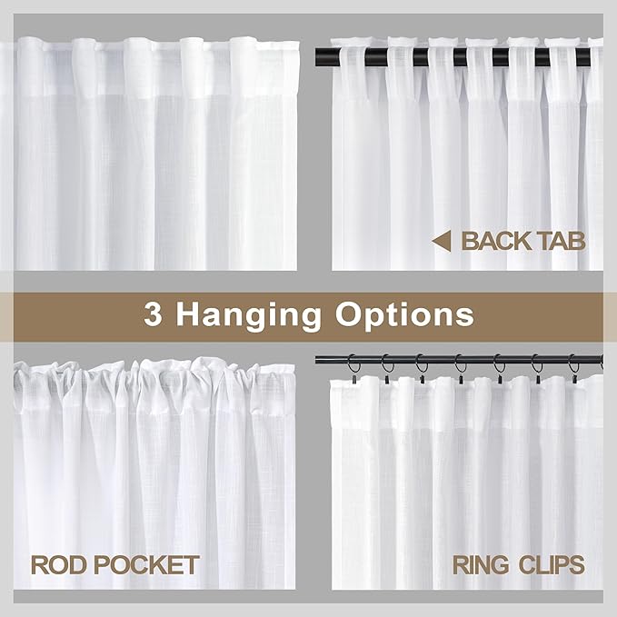 Pitalk White Curtains 38 Inch Width - Image 5