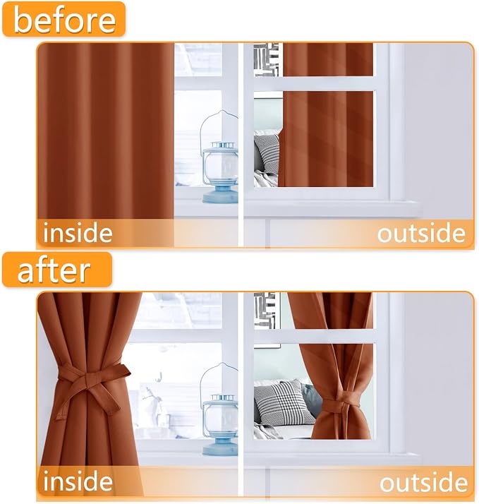 Fall Blackout Curtains for Bedroom, 52 x 63 Inches, Burnt Ochre | Thermal - Image 4