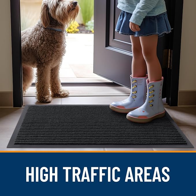 OLANLY 2-Pack Front Door Mats 59x34, Waterproof Heavy-Duty Doormats | Black - Image 7