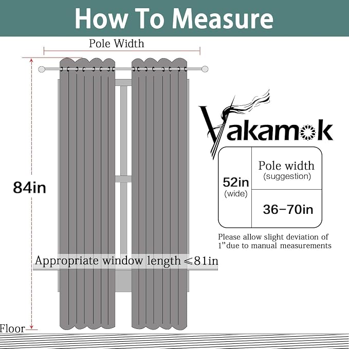 Yakamok Dove Grey 100% Blackout Curtains 84 Inches Long 52" Wide 2 Panel | - Image 3
