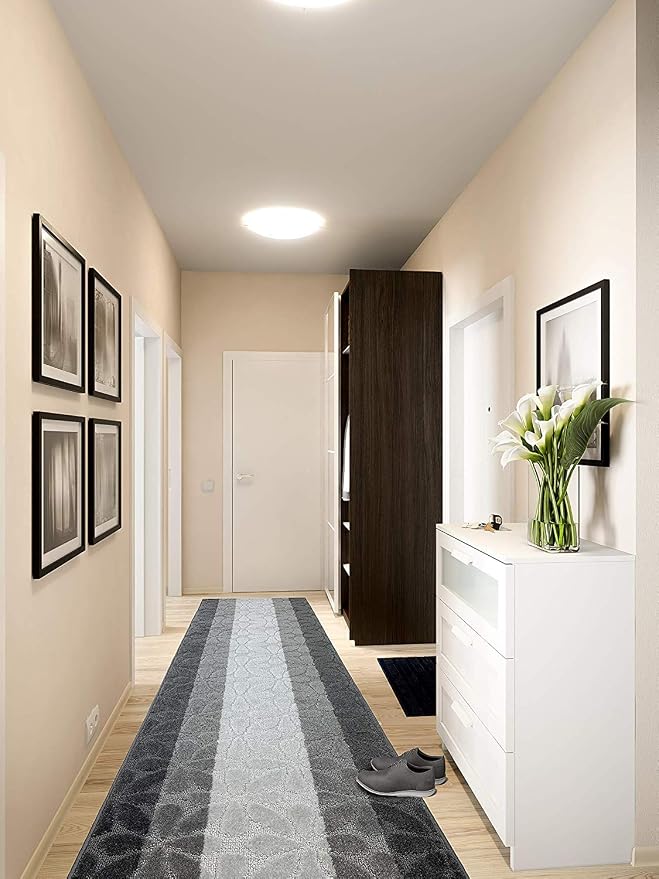 17 Ft Gray Hallway Runner Rug, Non Slip Washable, Kitchen & Entryway | 2'2" x - Image 2