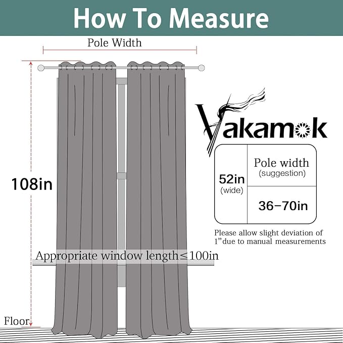 Yakamok Room Darkening Curtains 52x108 inch Length Aqua-Living Room | 2 panels - Image 6