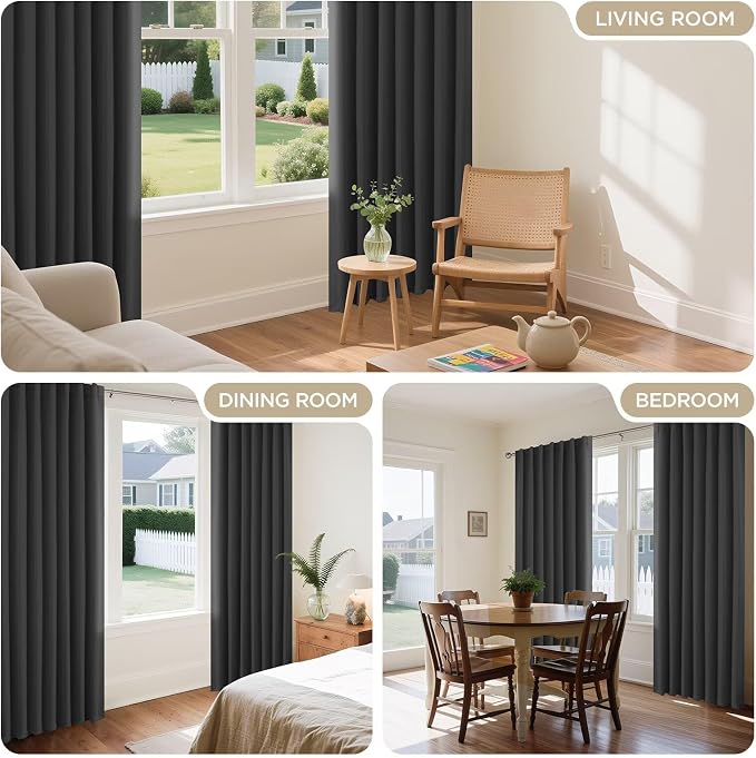 Joydeco Blackout Curtains 84 Inch Length 2 Panels Set, Thermal Insulated Black - Image 7