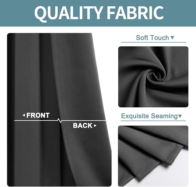 ChrisDowa Blackout Curtains for Bedroom and Living Room 70 Inches Wide | 2 - Image 3