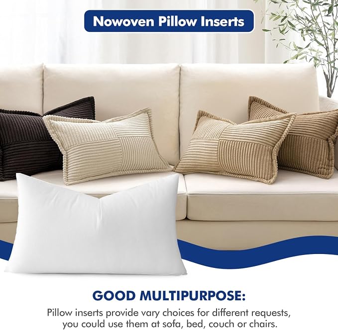MIULEE Pillow Insert 22x32 Inch Decorative Rectangle Throw Pillow Inserts | - Image 4