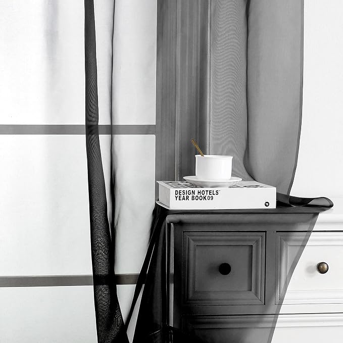 Black Sheer Curtains 96 Inch Length, Elegant Sheer Curtains - Image 2