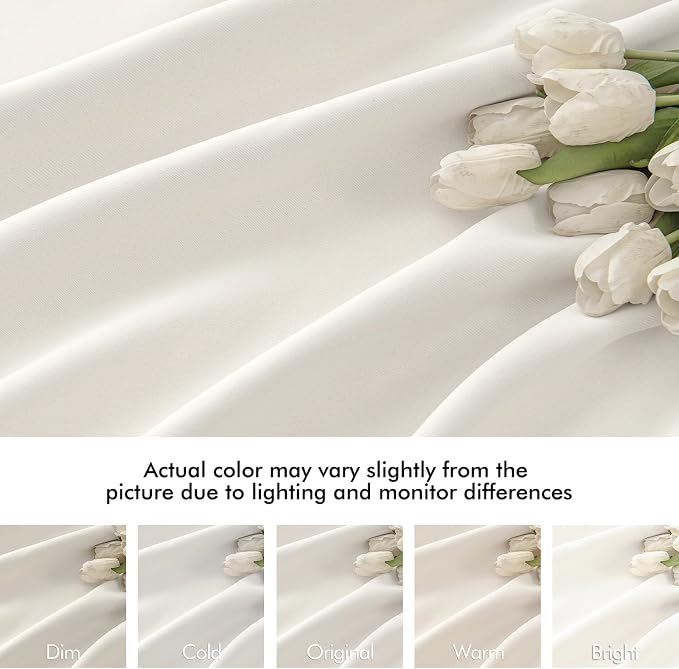 MIULEE Ivory Back Tab Blackout Curtains 52x90 Inch Long 2 Panels Set | Rod - Image 8