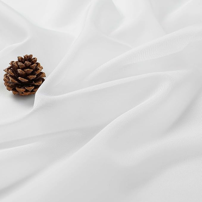 Chyhomenyc Extra Long White Sheer Curtains 102 Inches Long 2 Panels - Image 3
