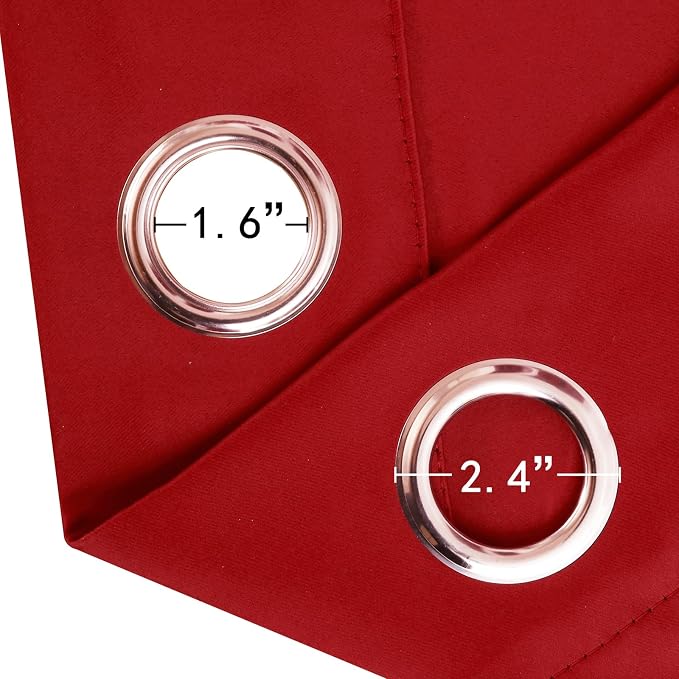 Blackout Curtains 66 x 72 Inch Long Bright Red Curtains Set of 2 Panels Room - Image 5