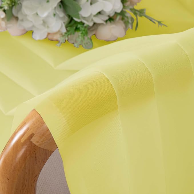 Short Lemon Sheer Curtains 36 Inch Length 2 Panels Set, Kitchen Tiers Curtains - Image 6