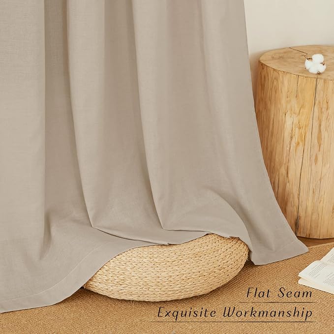 NICETOWN Flax Linen Taupe Window Curtains 63 inches Long, Grommet Linen Blend - Image 7