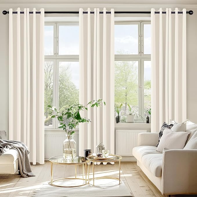 MIULEE Blackout Curtains for Bedroom 2 Panels 40 x 84 Inch Long Beige White | - Image 6