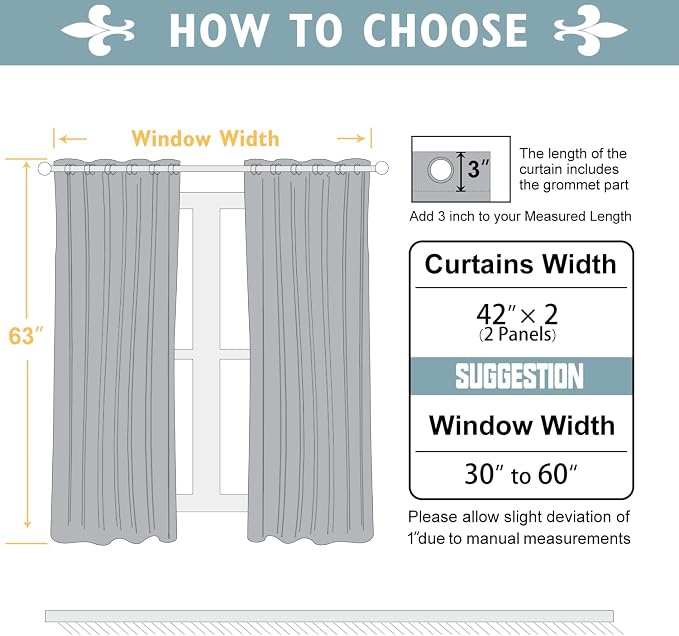 ChrisDowa Blackout Curtains for Bedroom and Living Room 63 Inches Long | 2 - Image 6