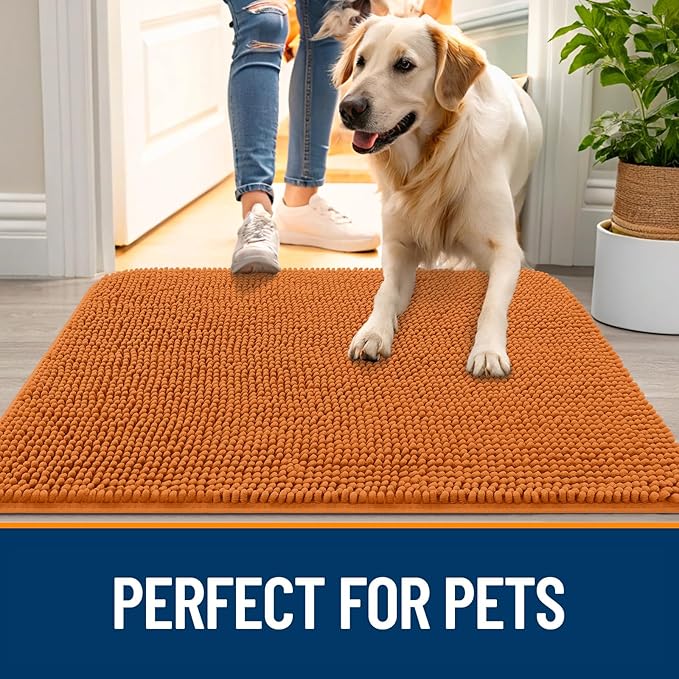 OLANLY Dog Door Mat for Muddy Paws 50x30, Super Absorbent Chenille Mud Mat | - Image 6
