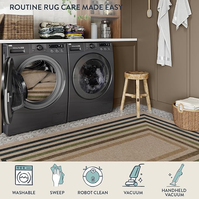 Lahome Modern Geometric Easy Jute Rug, 4x6 Washable Indoor Outdoor Rug | - Image 6