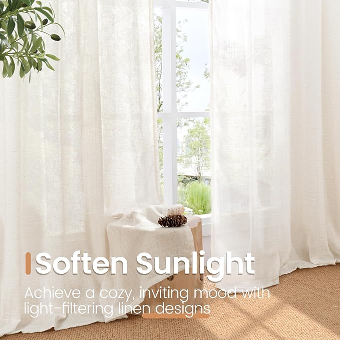 BGment Linen Cafe Curtains 42X36 Inch Length - Image 4