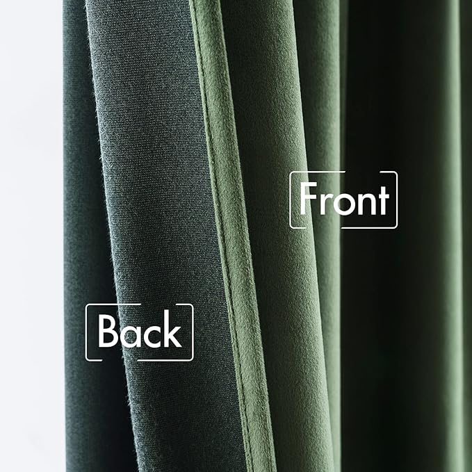 MIULEE Velvet Curtains 52x96 inches 2 Panels Olive Green Blackout Curtains | - Image 6