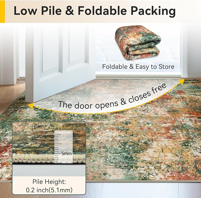 RELEANY Washable Runner 2'x10' Abstract Area Rug - Image 6